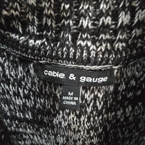 Cable & Gauge Womens Sleeveless Open Front Cardigan Vest Size M Black & White - Picture 2 of 5